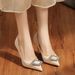 9888F-086 Rhinestone Square Buckle Thin Heel Pointed High Heels Professional Commuting Shoes Elegant Everyday Versatile_vogvips.com