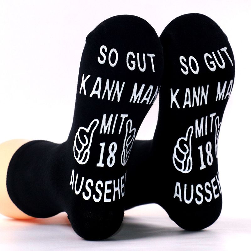All-cotton mid-tube casual creative socks floor socks sole letter non-slip adhesive socks_vogvips.com