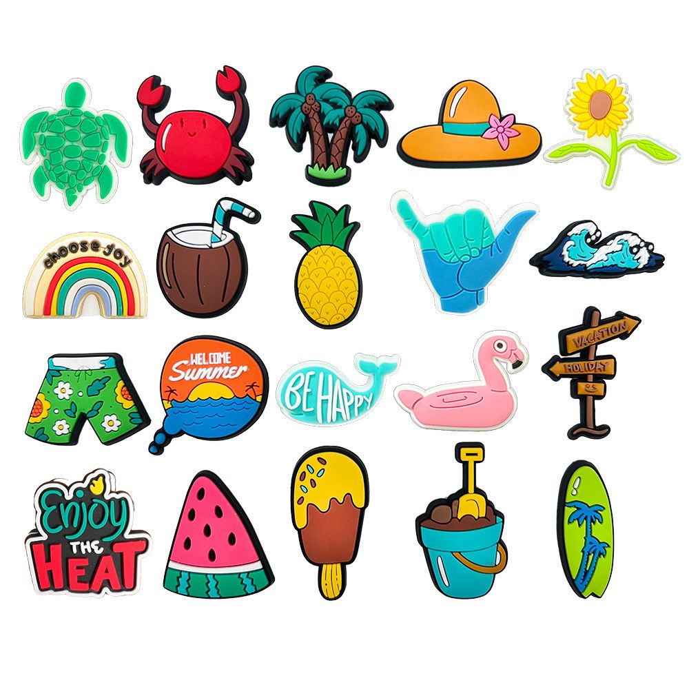 20 Sets Cute Summer Series Shoes Flower Decoration Buckle Cartoon Set Soft Rubber Shoes Accessories Accessories Accessories_vogvips.com