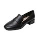 Square Head Thick Heel Single Shoes Women's Small Leather Shoes Women's Loafers Women's Inner Height Increase_vogvips.com
