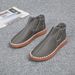 Euro Step Men's Autumn Winter Genuine Casual Slip-On Soft Sole High Mid Top First Layer Cowhide Flat Handmade Leather Shoes_vogvips.com