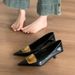 Elegant French Pointed Toe Heels - Comfortable Mid Heel Pumps For Women, Versatile Dress Shoes With Metallic Accents_vogvips.com