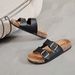 Shoes 2025 Summer New Double-Breasted Cork Slippers Unisex Outdoor Leather One-Word Sandals_vogvips.com