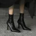 Internet Celebrity Slim Pointed Toe High Short Women 2025 Autumn Winter Single Ins Sexy Chunky Heel Stretch Boots_vogvips.com