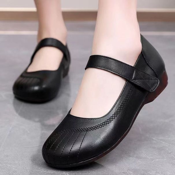 Single Shoes Beef Tendon Soft Sole Comfortable Non-slip Wear-resistant Flat Bottom Long Standing Not Tired Middle-aged Mother Shoes_vogvips.com