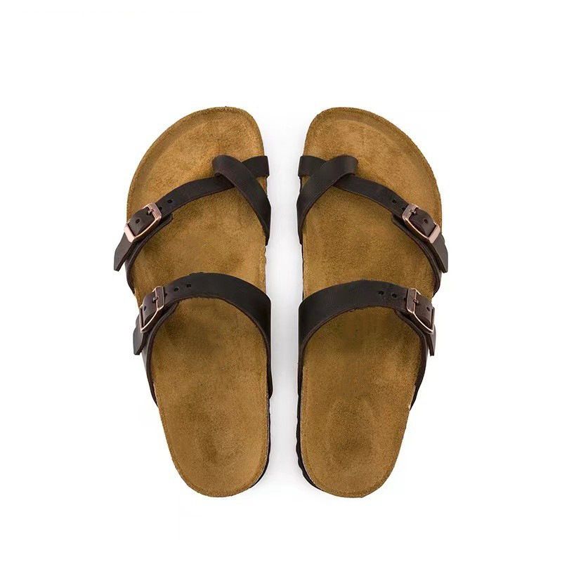 White Clip-toe Cork Cool Slippers Birkenstocks 2025 New Lazy Wear Leather Casual Birkenstocks Slippers_vogvips.com