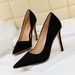 1829-5 Style Sexy Nightclub Slim Super High Heel Suede Shallow Mouth Metal Chain Pointed Women's Singles_vogvips.com