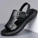 2024 New Men's Sandals Outer Wear Dual Use Car Beach Shoes Youth Versatile Leather Slippers Wholesale_vogvips.com