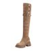 Trendy Western Cowboy For Women, Autumn And Winter Over-the-Knee Long With Fleece Lining, Height Increasing, Thickened,_vogvips.com