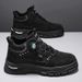 European Warm Series Shoes 2025 New Autumn Men's Fashion Trend Work Ankle Spiral Buckle Sports High-top Martin Boots_vogvips.com