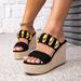 Women's Thick Soled Heel Sandals Black Metal Decoration Sandals Elegant And Simple Slip On Sandals Casual Sandals For Women_vogvips.com