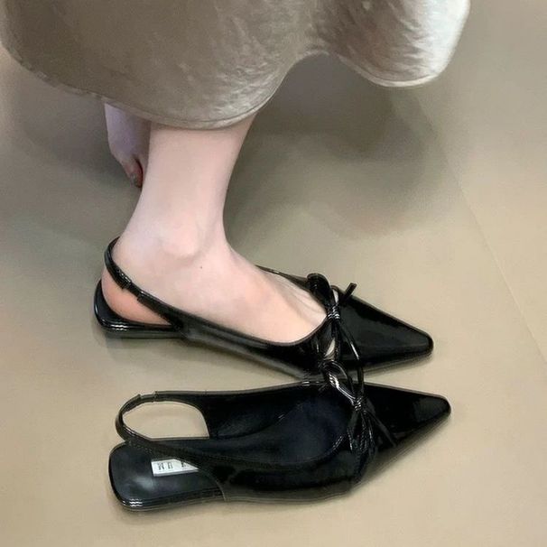 MTX Stunning French Pointed Toe Bowknot Closed-Toe Sandals 2025 New Niche Design Versatile Commuting Date Women's Shoes_vogvips.com