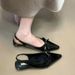 MTX Stunning French Pointed Toe Bowknot Closed-Toe Sandals 2025 New Niche Design Versatile Commuting Date Women's Shoes_vogvips.com
