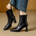 Women's High-heeled Ankle Boots 2025 New Model Brown Melard Boots Women's Mid-calf Boots Fashion Chunky Heel Pointed Toe Slim Boot_vogvips.com