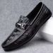 TerraStride Italian High-End Men's Crocodile Pattern Loafers Casual Leather Shoes Men Black_vogvips.com