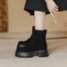 Women's Leather Short Wrinkled Thick Sole Reverse Slouch Solid Color Autumn Winter Retro Melad Stretch Slim Boots_vogvips.com