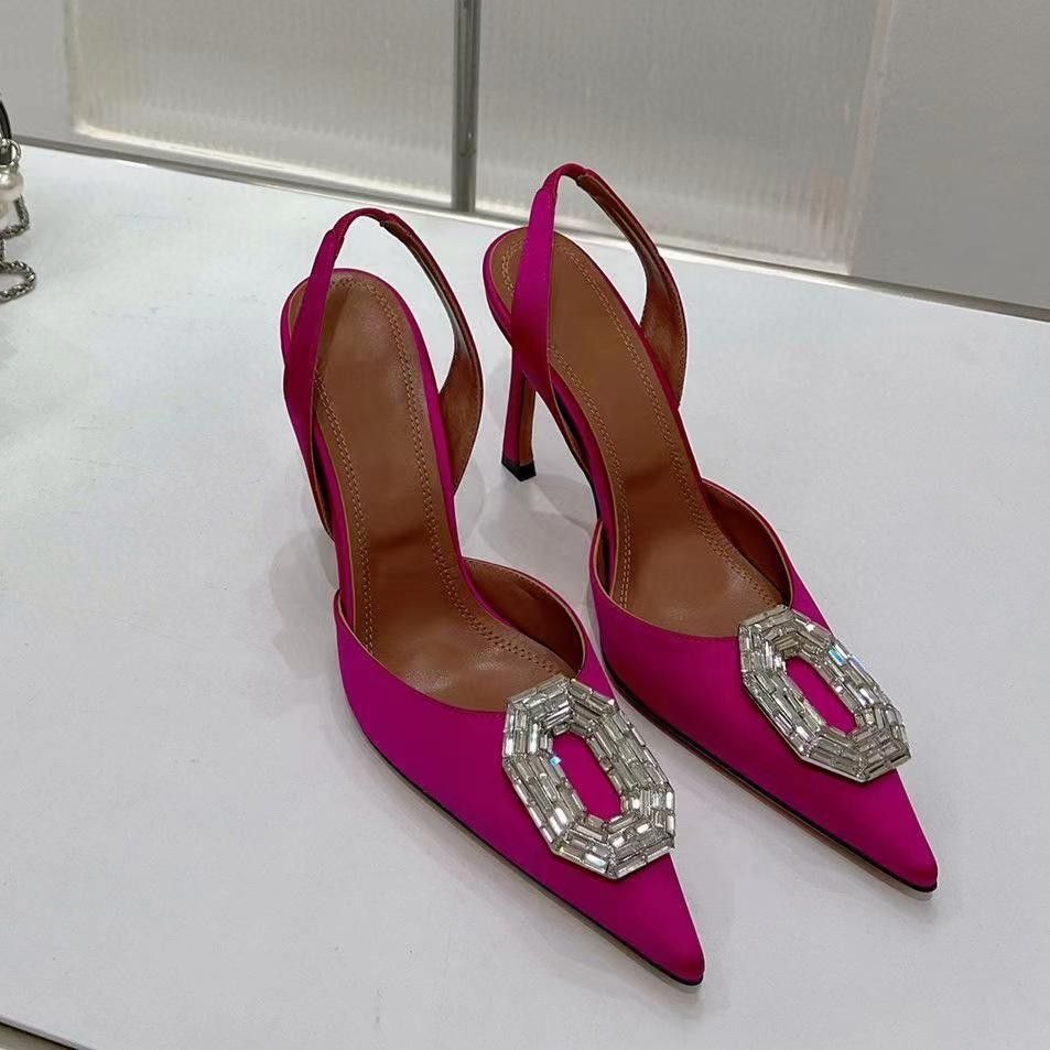 Elliptical Rhinestone Buckle Toe Sandals For The Spring 2023, New Generation Of Socialites With Pointed Thin And Hollow_vogvips.com