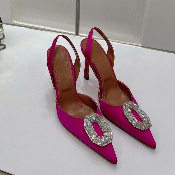 Elliptical Rhinestone Buckle Toe Sandals For The Spring 2023, New Generation Of Socialites With Pointed Thin And Hollow_vogvips.com