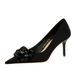 18249-AH27 Style Banquet Heels Light Luxury Women's Satin Shallow Mouth Pointed Bow High Heel Single Shoes_vogvips.com