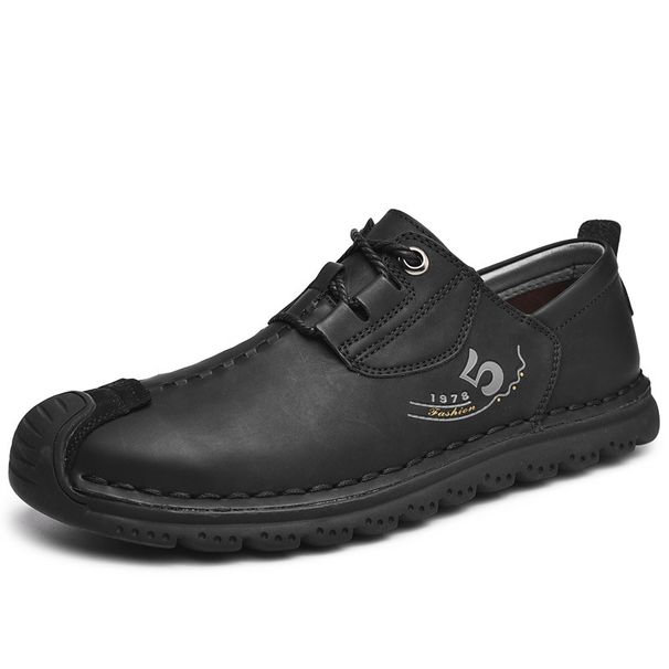 38-48 Large Size Men's Leather Shoes, Genuine Leather Lace-Up Soft Sole Loafers, Slip-On Casual Men's Shoes_vogvips.com