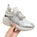 2026 Spring/Summer New Mesh Square Buckle Rhinestone White Sneakers For Women, Thick-Soled Height-Increasing Casual_vogvips.com