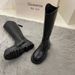 2025 Thick-Soled For Women, Knee-High, Autumn And Winter Slimming Martin Boots, Korean Style Round-Toe Back Zipper Boots_vogvips.com