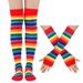 Rainbow Socks High Socks Cotton Knee Socks Women's Colorful Striped Gloves Party Props Set_vogvips.com