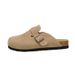 Genuine Leather Women's Slippers Soft Soled Thick Heel Plus Size Slip On Autumn/Winter Fashion Footwear Brown Apricot Gray Beige_vogvips.com