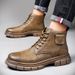 Martin Boots Fleece Warm High-top Tooling Leather Boots Medium-top Casual Leather Shoes_vogvips.com