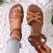 Cross-border Plus-size Summer New European And American Fashion Versatile Flat Roman Beach Sandals, One-strap Sandals_vogvips.com