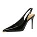 Women's Elegant Pointed-Toe Stiletto Heels With Open Back & Ankle Strap - Chic High Heel Pumps In Leather For Parties & Evening Wear Back Strap Sexy_vogvips.com
