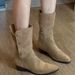 Melard Pointed Toe Slouch Women Western Cowboy 2025 Autumn Winter New Button High Chunky Heel Long Boots_vogvips.com