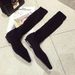 Trendy Winter Flat Long Knitted Wool Women's Shoes Socks Pointed Toe Elastic Chunky Heel Martin Boots_vogvips.com