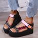 Platform Platform With Color-matching Velcro Sandals For Women Beach Shoes Plus Size Shoes_vogvips.com
