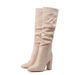 Women's Fashionable Pointed-Toe Over-the-Knee Boots With Chunky Heel - Genuine Leather, Slip-On Design, Breathable Mesh Lining, Winter Ready_vogvips.com
