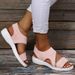 New Arrivalfashionplus Sizepure Color Elastic Slip-on Fish Mouth Wedge Heel Fly Woven Mesh Casual Sandals For Women_vogvips.com