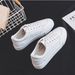 Student Solid Color White For Women 2026 New Leather Surface Four Seasons Casual Shoes Lace-up Low-top Flat Women's_vogvips.com
