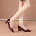 Soft Leather Single Shoes Women's Medium Heel Thick Heel Soft Sole Professional Shallow Mouth Comfortable Pointed Women's Shoes_vogvips.com