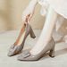 Square Toe High Heels Chunky Heel Comfortable Patent Leather Red Wedding 2025 New Spring Autumn Women's French Style_vogvips.com