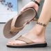 Chuanglong High-end PU Leather Men's Sports And Leisure Beach Outdoor Anti Slip Flip Flops_vogvips.com