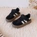 Kids' Classic PU Sneakers – Low-Top Casual Shoes For Girls (Black & Beige, Sizes 22-30, Soft Rubber Sole)_vogvips.com