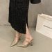 Sheepskin Version~Simple Style Retro Genuine Leather Pointed Toe Slip-on Sandals For Women, Stiletto Heel, Open-back_vogvips.com