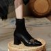 2025 New British Style Martin Boots Square Toe White Short Boots Spring Autumn Single Boots Horsebit High Heels Chunky Heels_vogvips.com