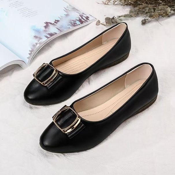 beef Tendon Sole Shallow Mouth Single Shoes Women's Soft Sole Work Leather Shoes Women's Soft Leather Pointed Flat Shoes_vogvips.com