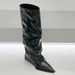 Wedge Heel Long Women European And American Hot Girl High Pointed Toe Black Patent Leather Boots Street Style_vogvips.com