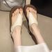 Roman Sandals Women, Flat For Outdoor Wear, New Summer Flip-flops, Super Stylish With Skirts, Toe-post Beach Shoes_vogvips.com