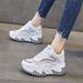 Autumn Winter New Women's Casual Sports Hidden Wedge 8cm Breathable Thick Sole Platform With Velcro Dad Shoes For Women_vogvips.com