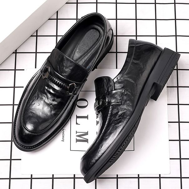 Suitable For All Seasons Men's Business Formal Casual Autumn New British Style Live Work Korean Version Slip-On Trendy Leather Shoes_vogvips.com