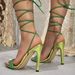 Women's Green High Heel Sandals Party Fashion Stiletto Pointed Toe Lace Up High Heels_vogvips.com