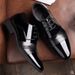 Men's Black Leather Dress Shoes Breathable Oxford Shoes For Business Formal_vogvips.com